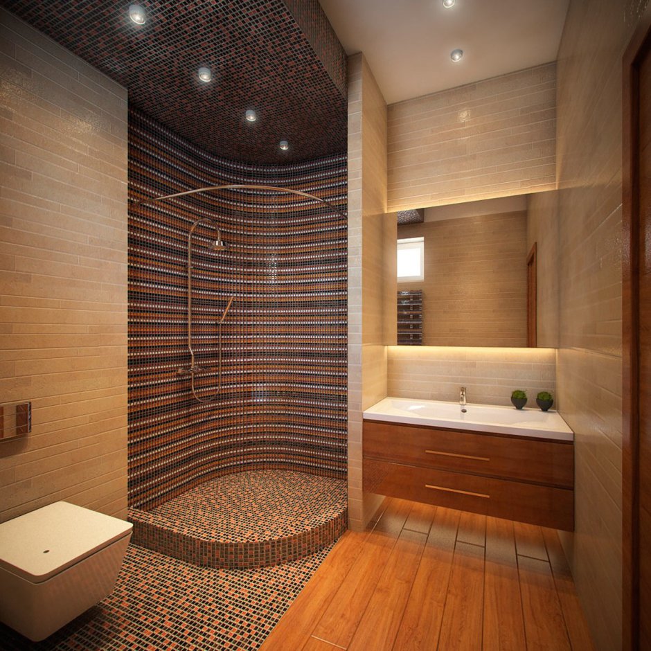 Ванная комната с душем и ванной