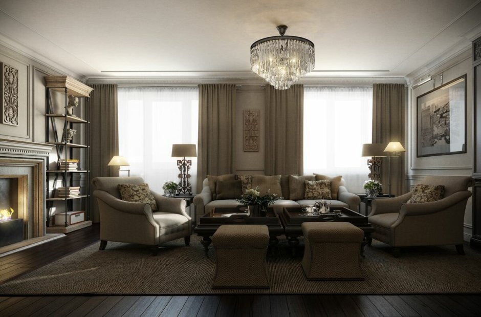 Гостиная в современном классическом стиле