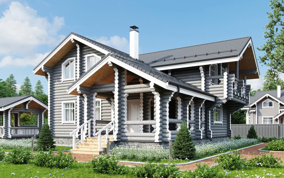 Дом из оцилиндрованного бревна Алиса