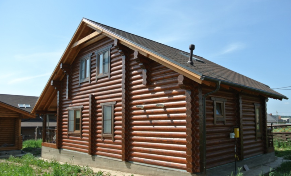 Деревянный дом цвет палисандр