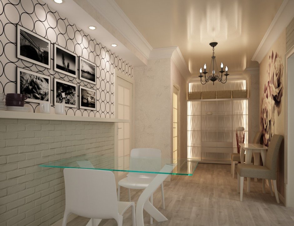 Коридор перетекающий в кухню