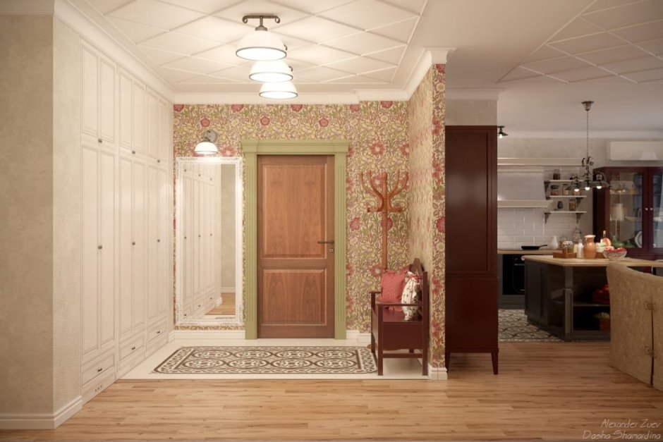 Гостиная и прихожая в одном стиле