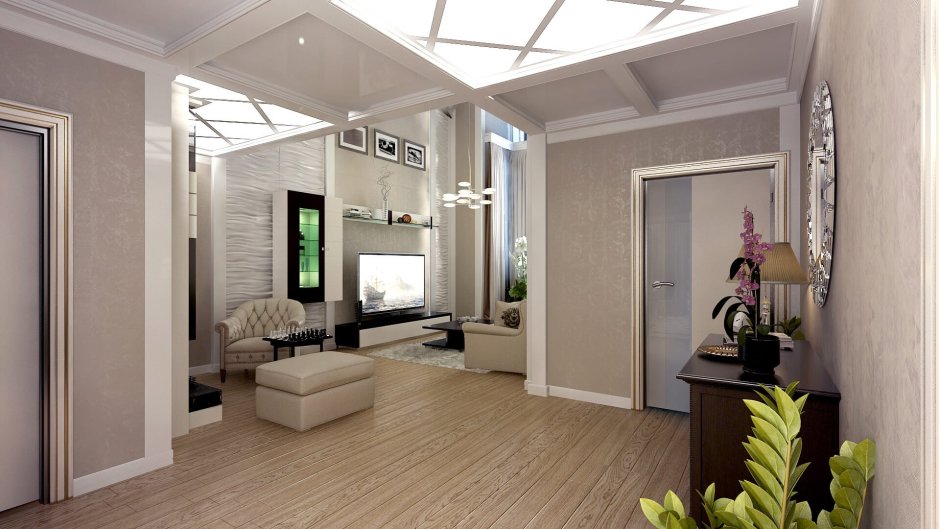 Интерьер прихожая гостиная