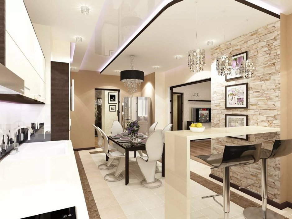 Зонирование кухни и коридора