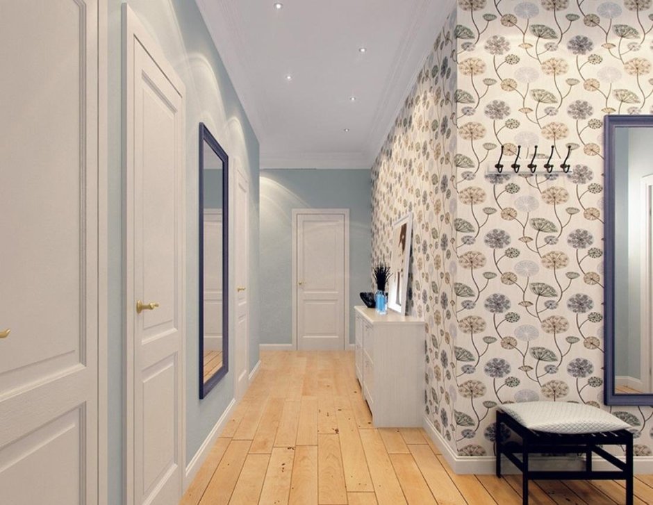 Прихожая с цветочными обоями