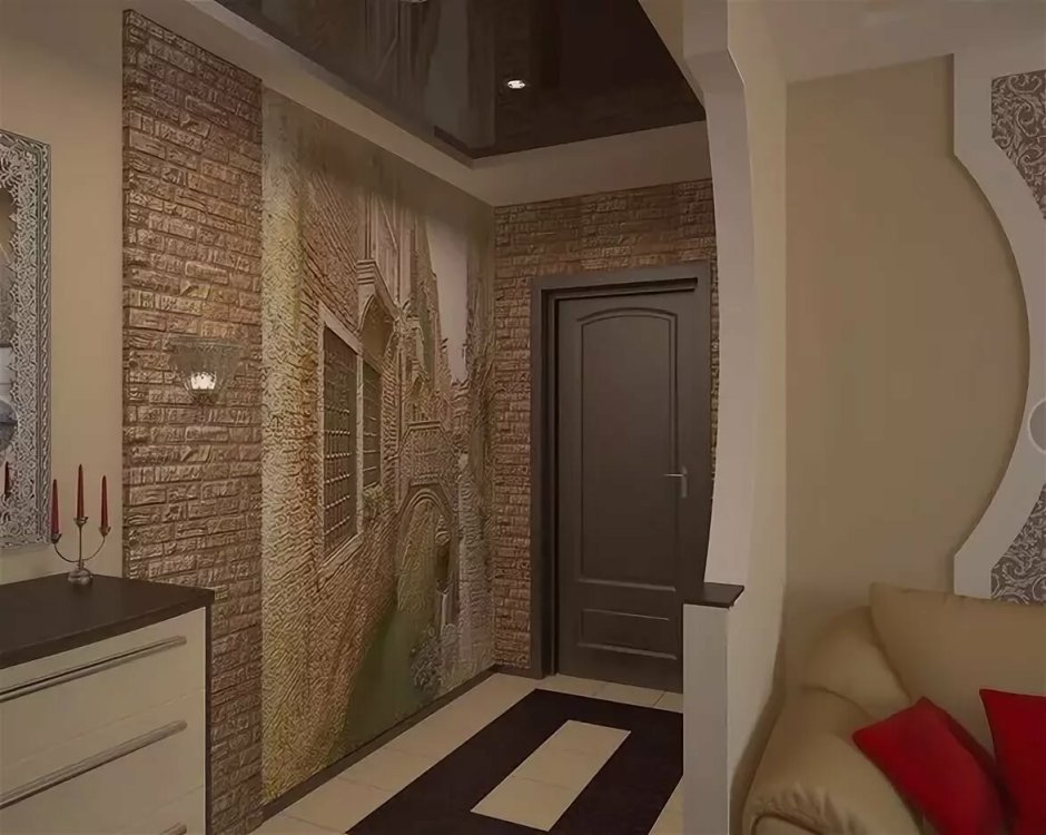 Темные обои в прихожей