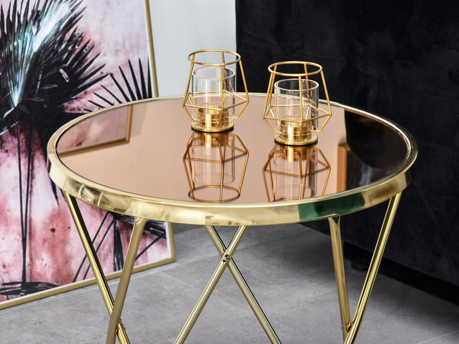 39915 Стол Athens, золотой, металл/стекло, 51х59 см