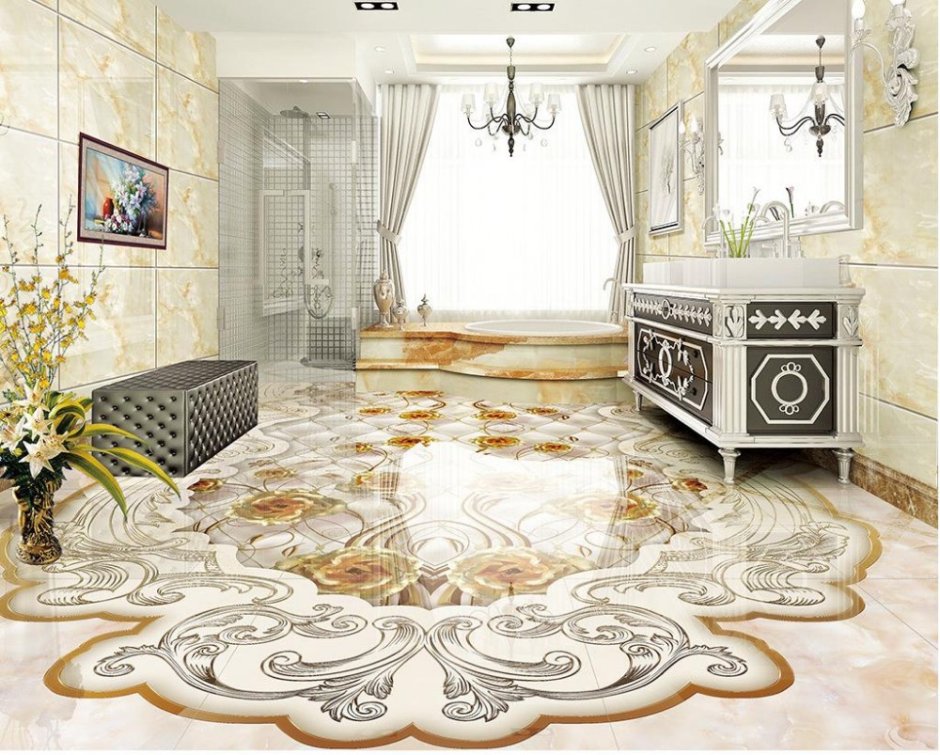 Наливной пол в гостиной