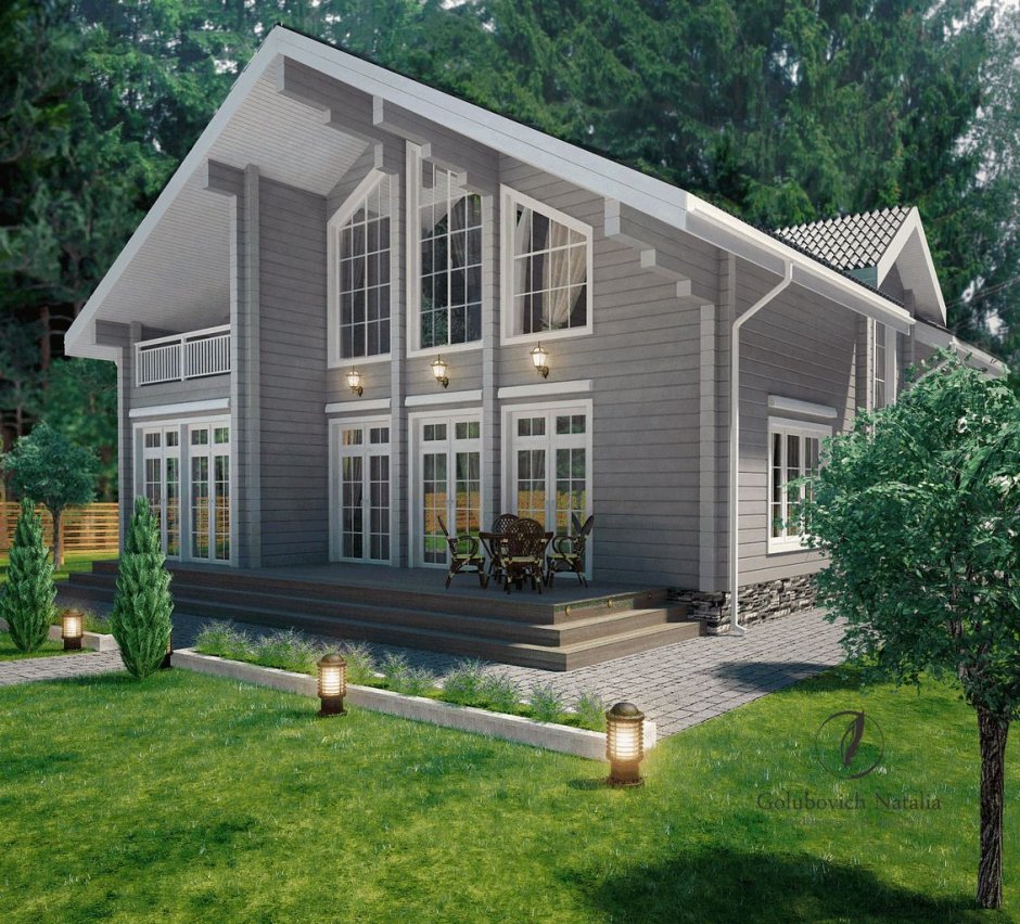 Серый дом из клееного бруса