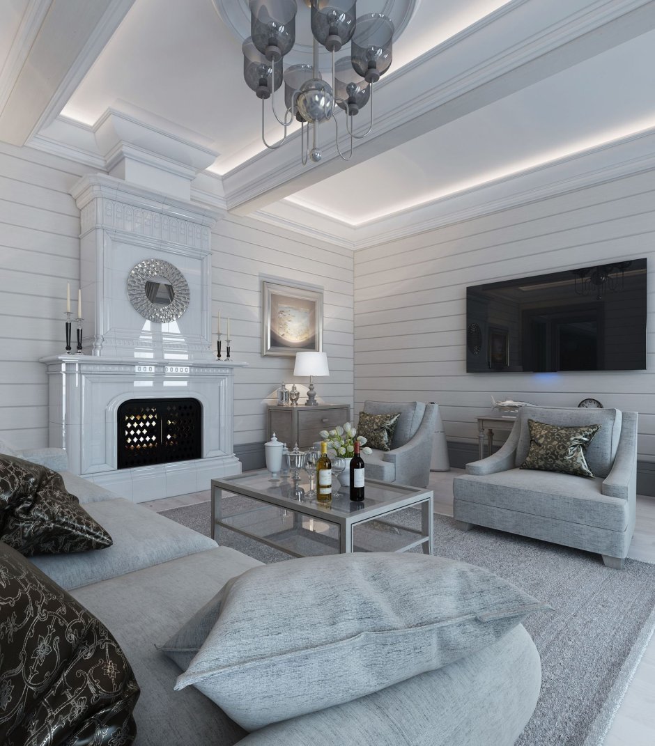 Интерьер гостиной в частном доме