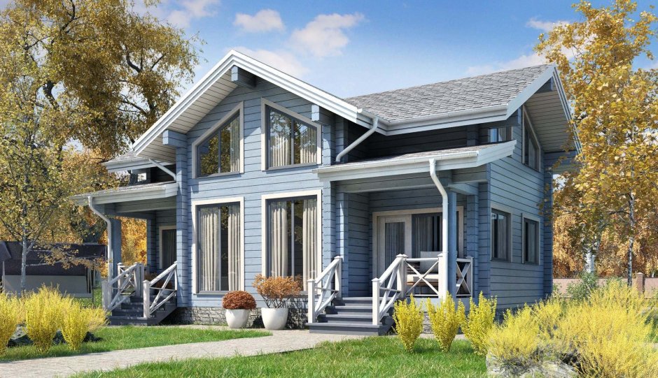 Серый дом из клееного бруса