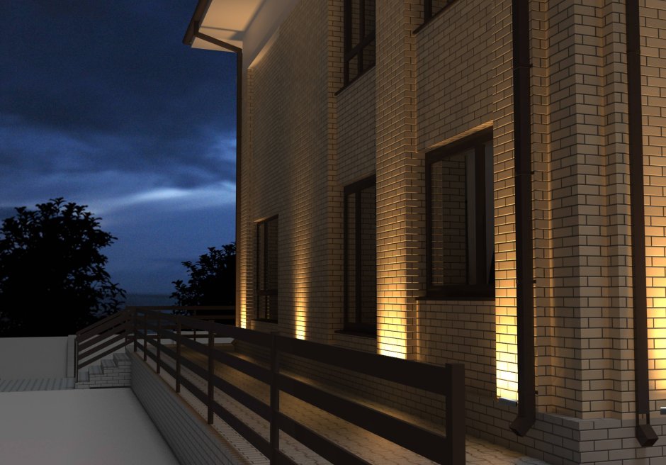 Освещение фасада дома