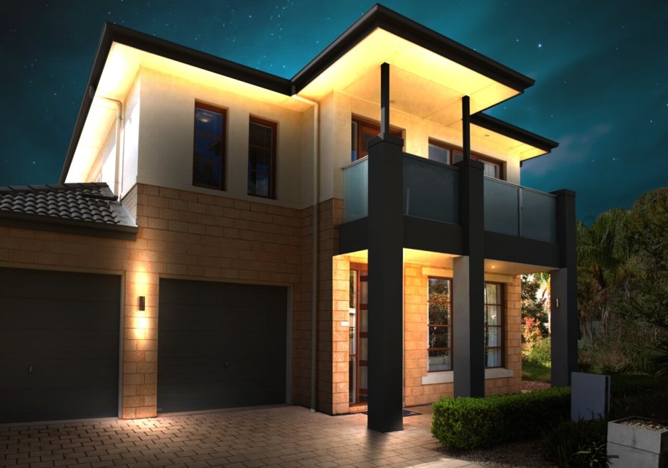 Освещение фасада загородного дома