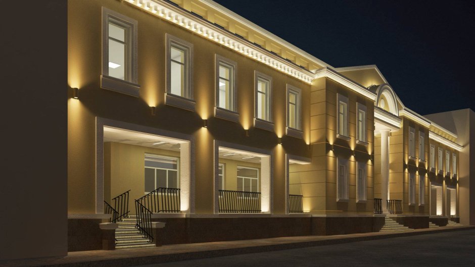 Подсветка дома в классическом стиле