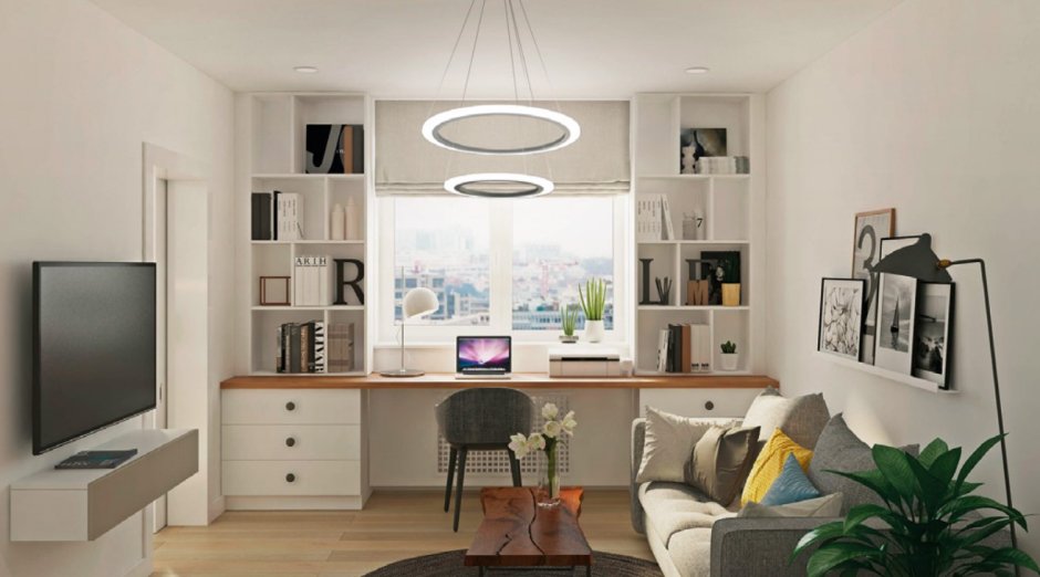 Письменный стол-подоконник в комнате