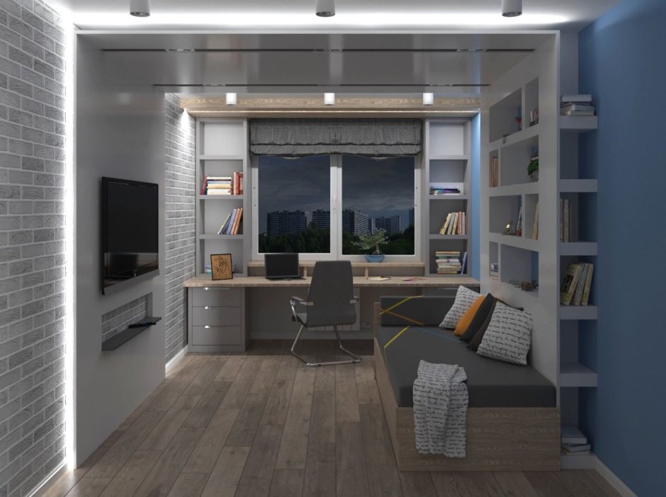 Комната лофт кабинет + спальня 16м2