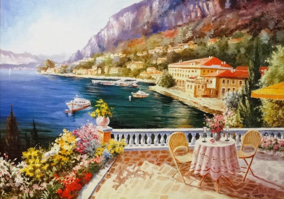 Италия Амальфитанское побережье картины маслом