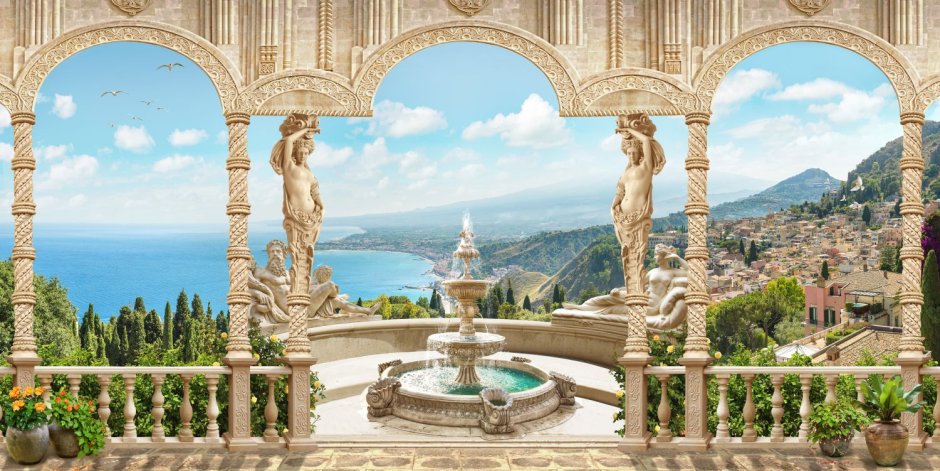 Фреска с колоннами