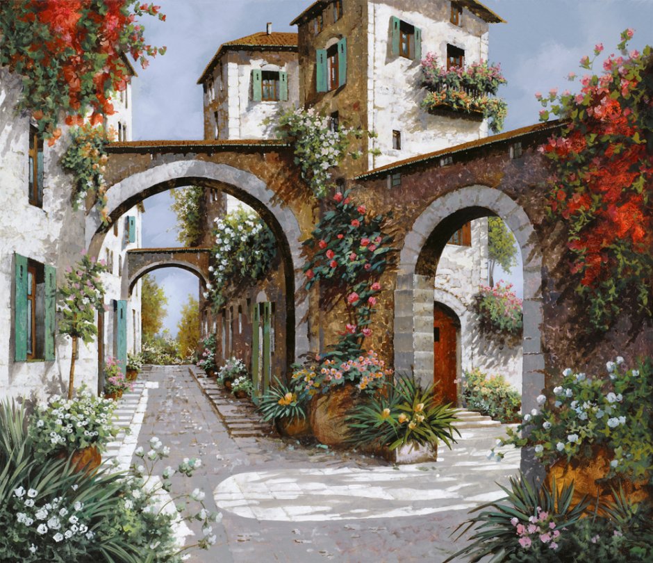 Итальянские улочки картины Борелли Гвидо