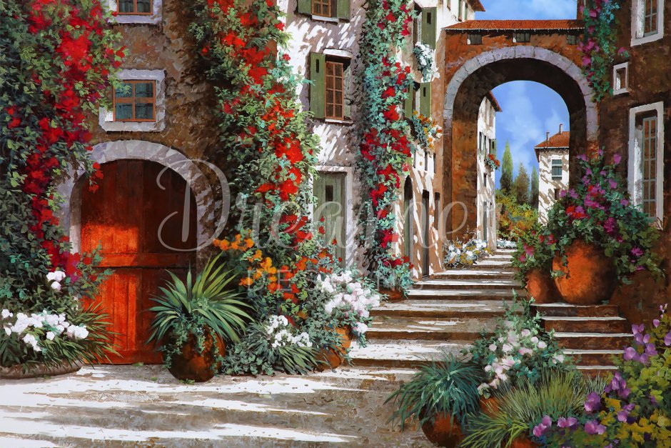 Итальянские улочки картины Борелли Гвидо