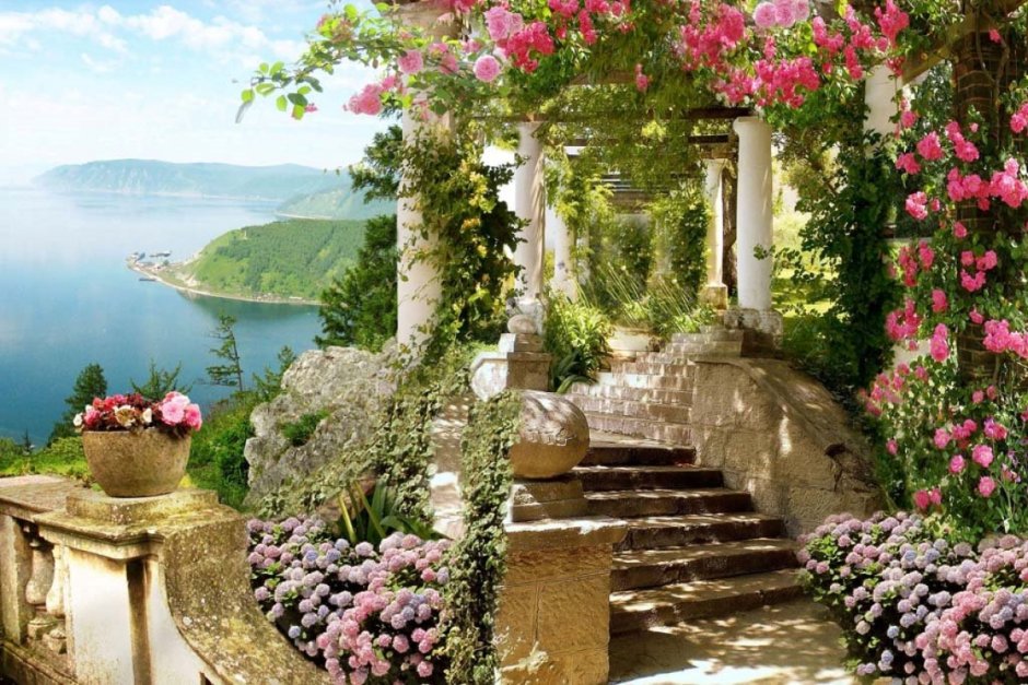 Фреска розовый сад Италия