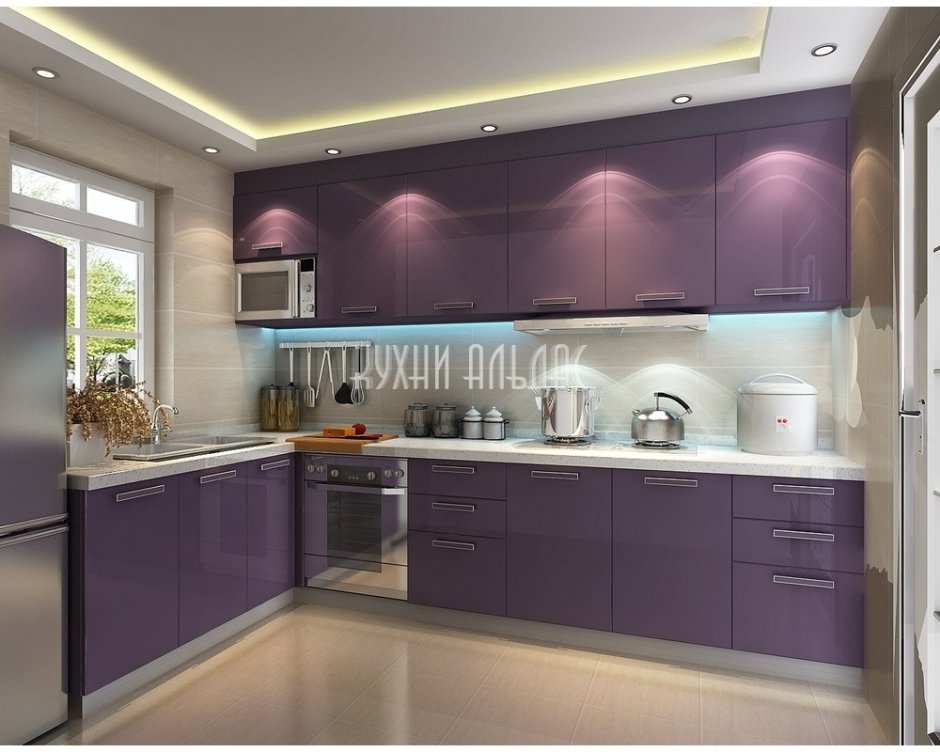 Кухонный гарнитур фиолетовый