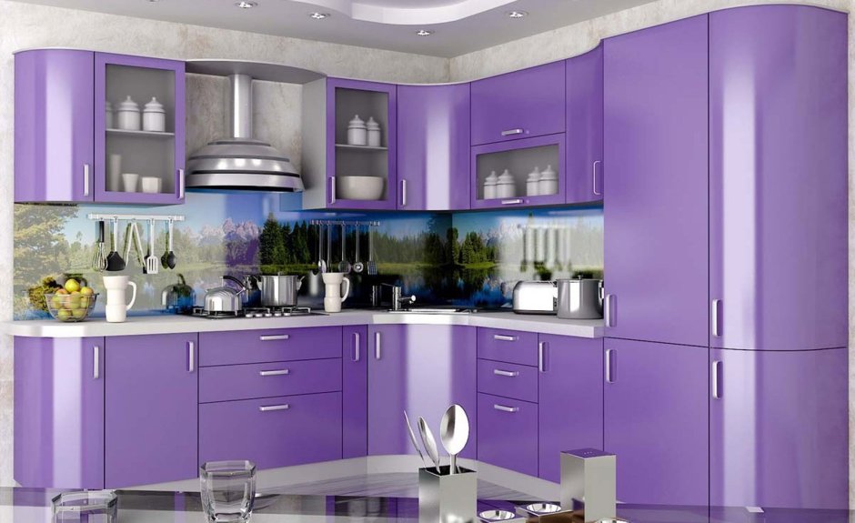 Кухня в фиолетовом цвете