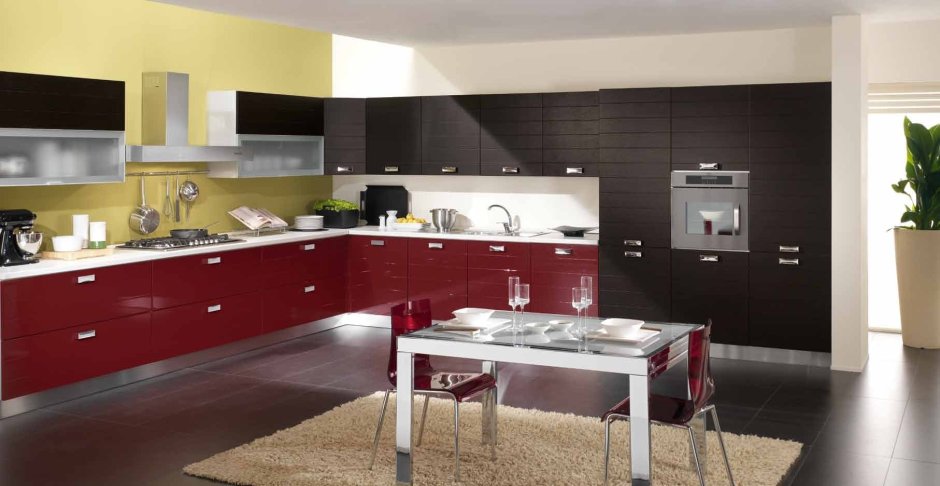 Бордовая кухня сочетание цветов