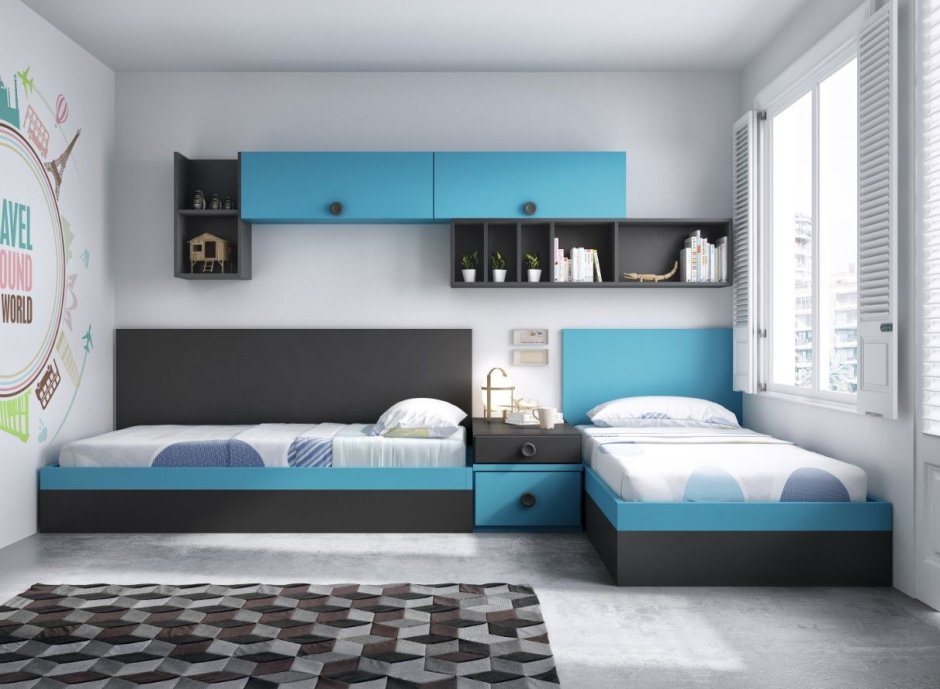 Спальня для мальчиков с двумя кроватями