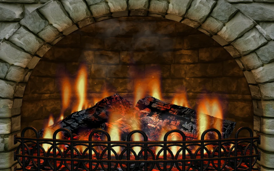 Картина огонь в камине