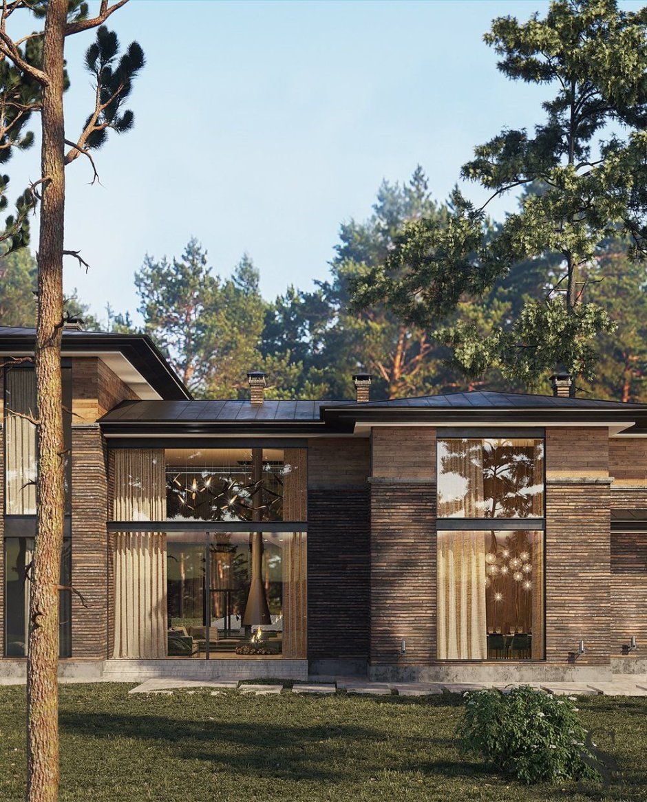 Студия 54 коттедж в стиле Райта