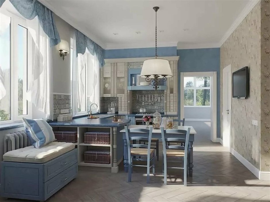 Синий кухонный гарнитур