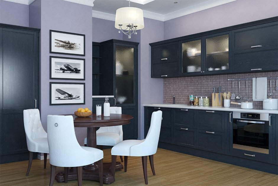 Голубая столешница на кухне