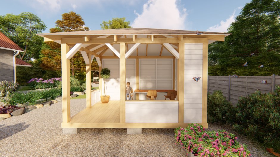 Беседка для дачи прямоугольная