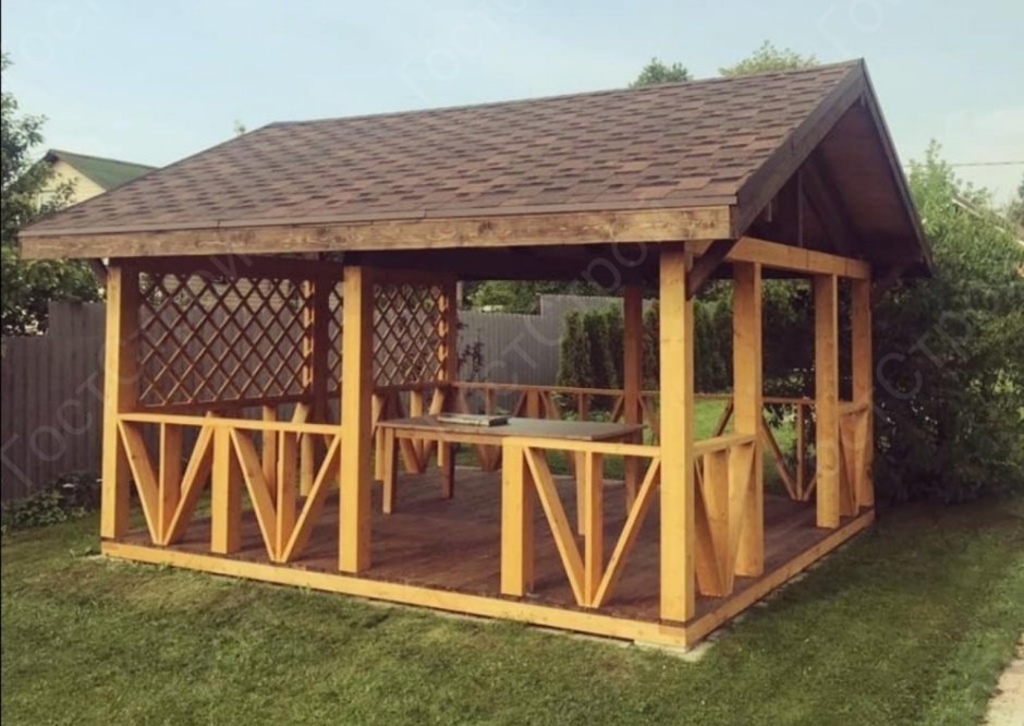 Беседка деревянная прямоугольная