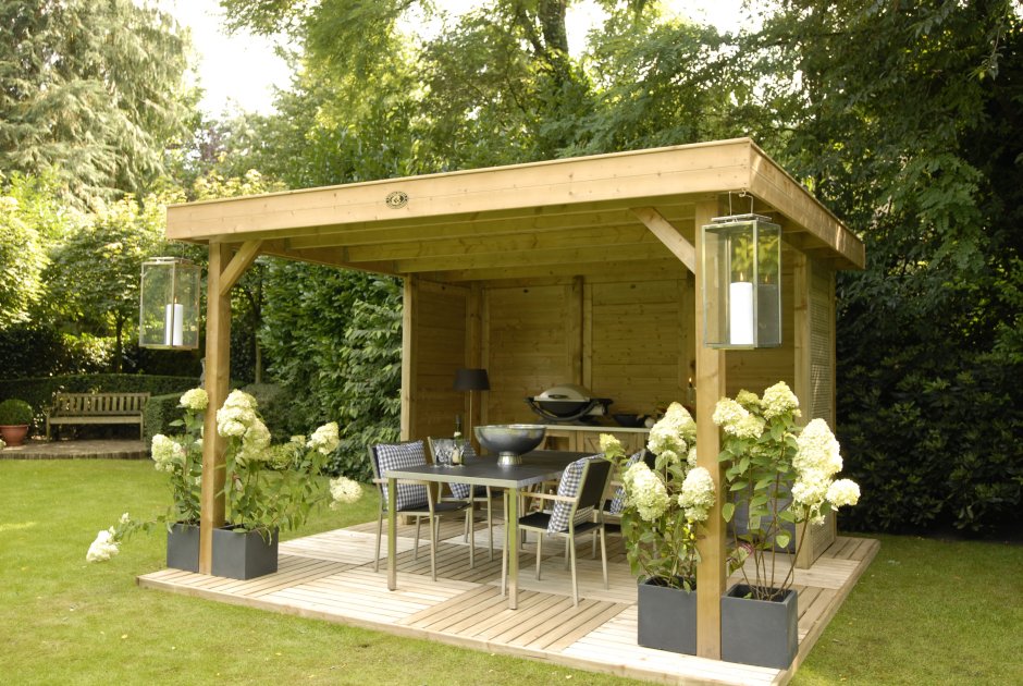 Навес беседка с односкатной крышей