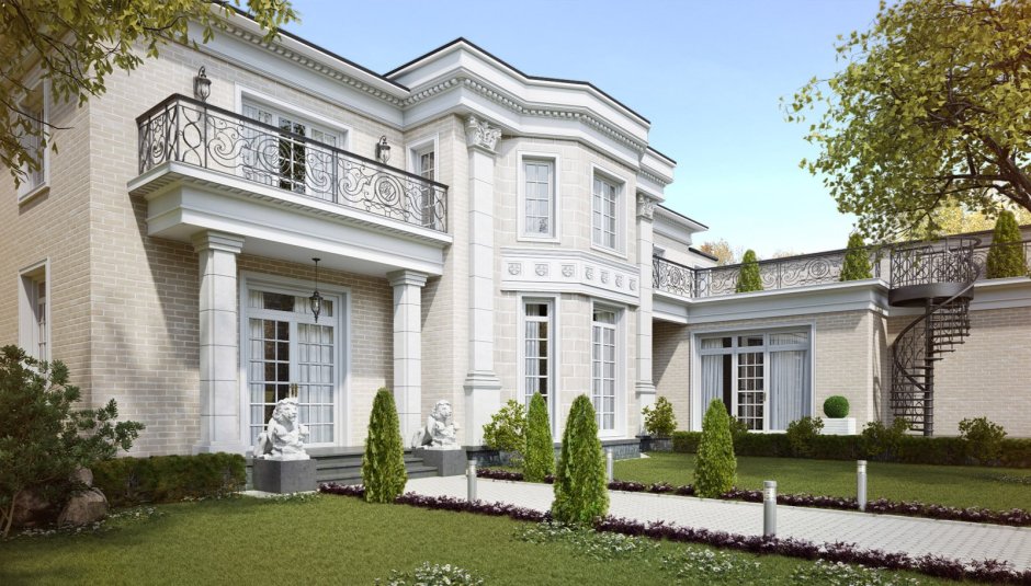 Дом Неоклассика травертин