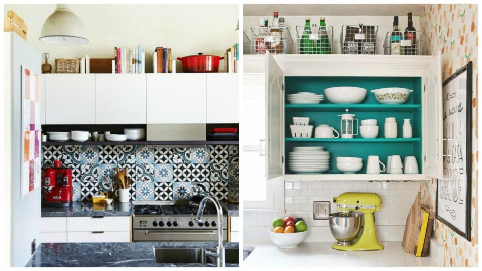 Крышки на кухне в верхних шкафах