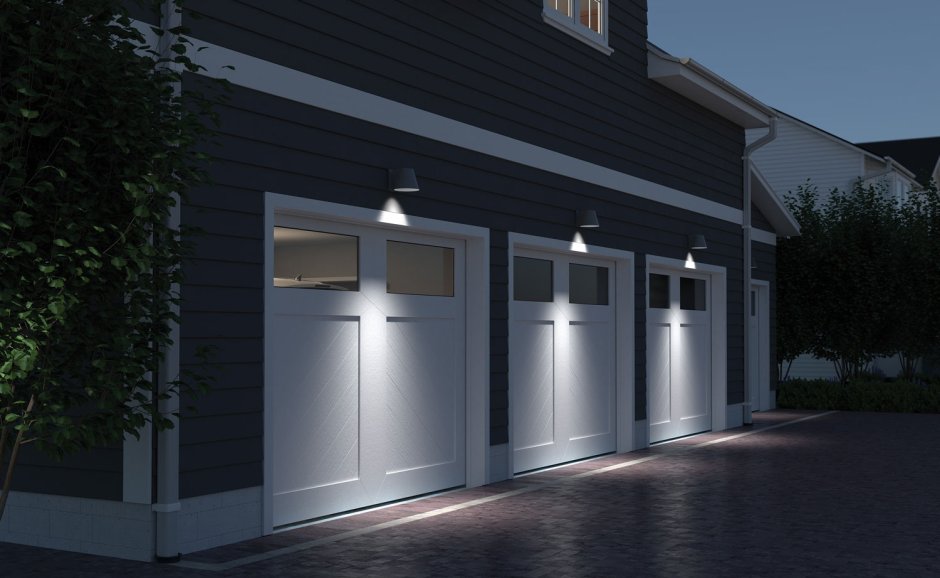 Подсветка фасада гаража