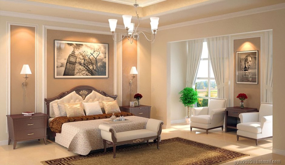 Интерьер в карамельных тонах в классическом стиле