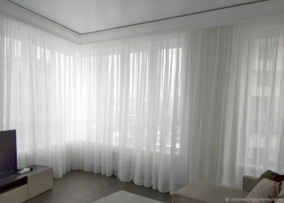 Тюль белая однотонная