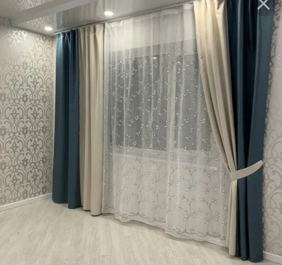 Шторы для зала в современном стиле комбинированные