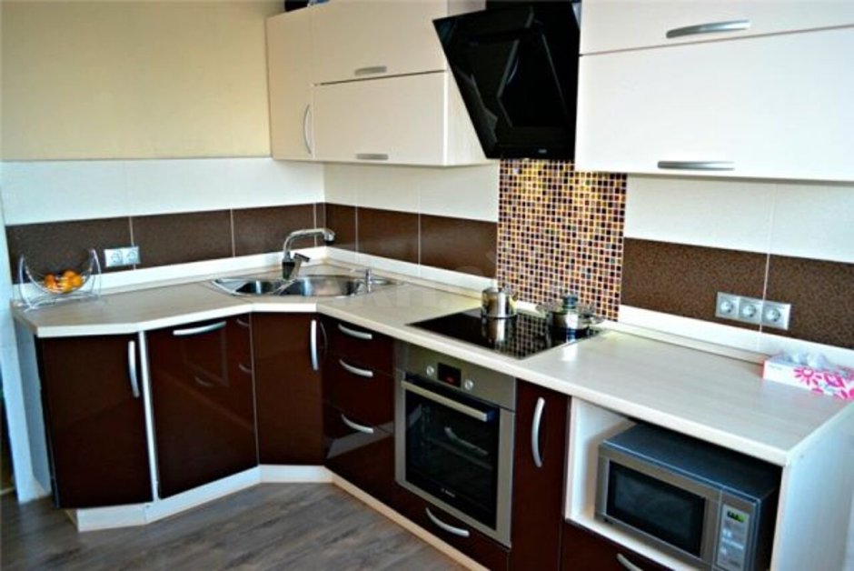 Кухня белый верх темный низ