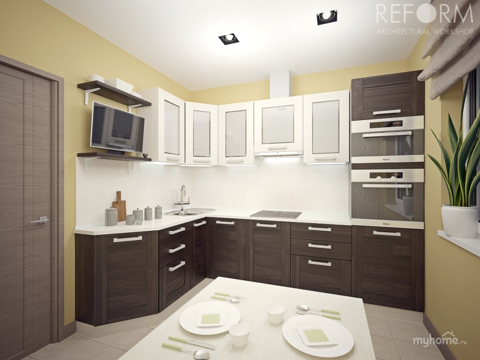 Кухня цвет венге и бежевый
