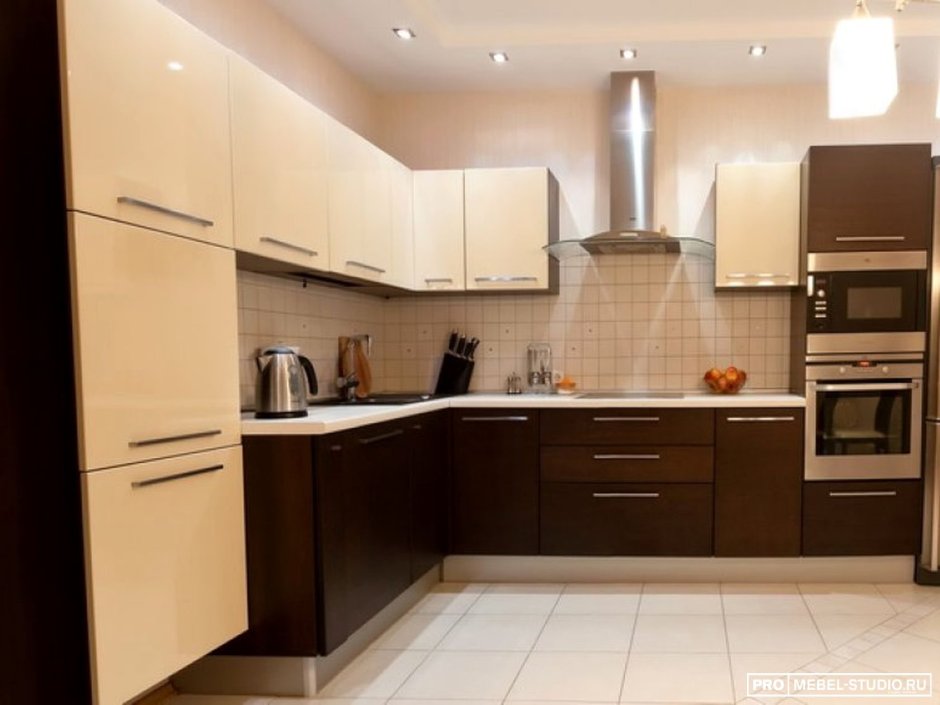 Кухня белый верх темный низ