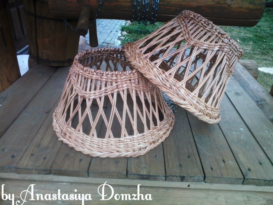 Плетеные абажуры из бумажной лозы