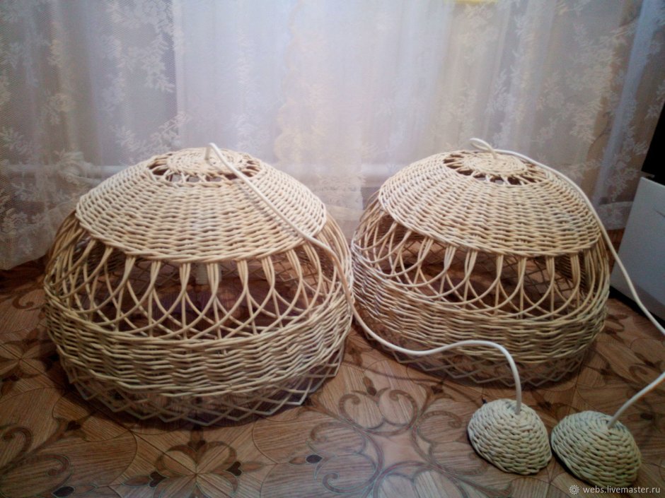 Плетеные абажуры в интерьере