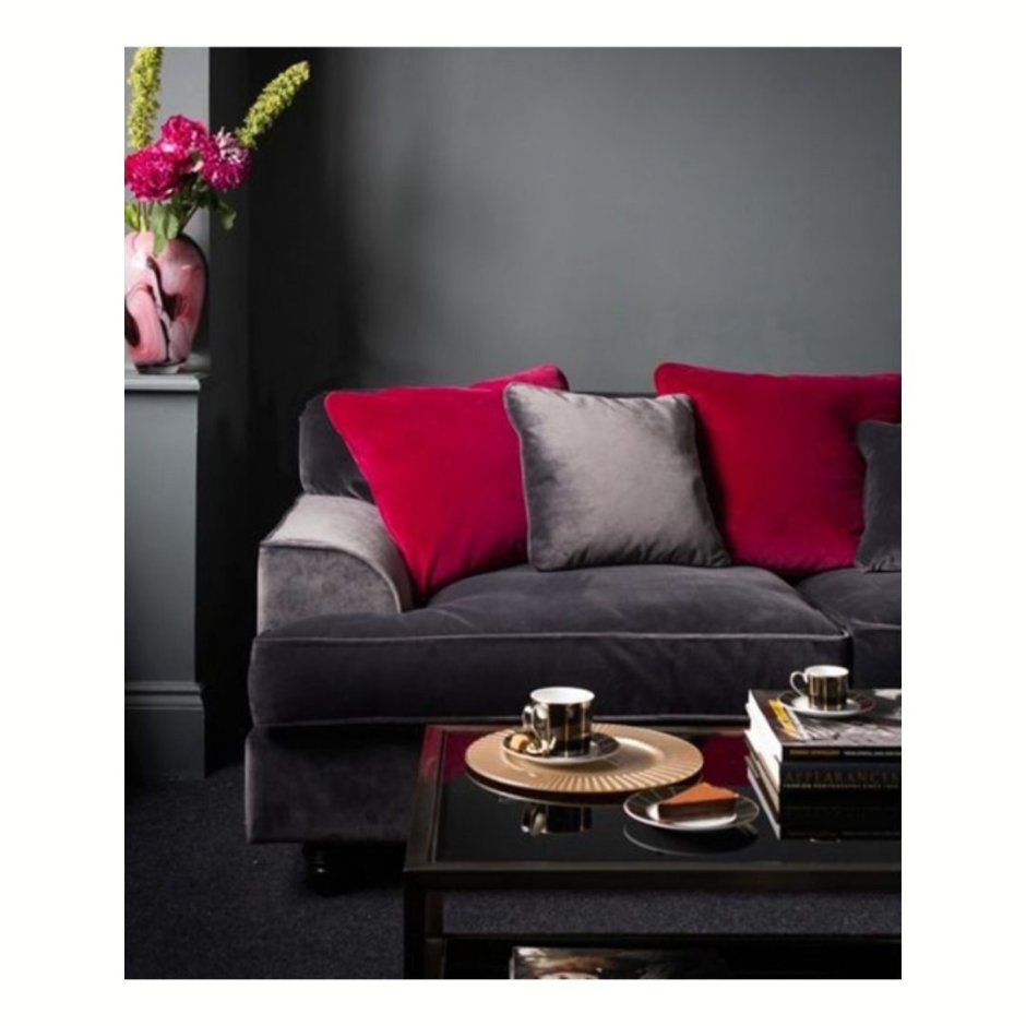 Сочетание серого и бордового в интерьере