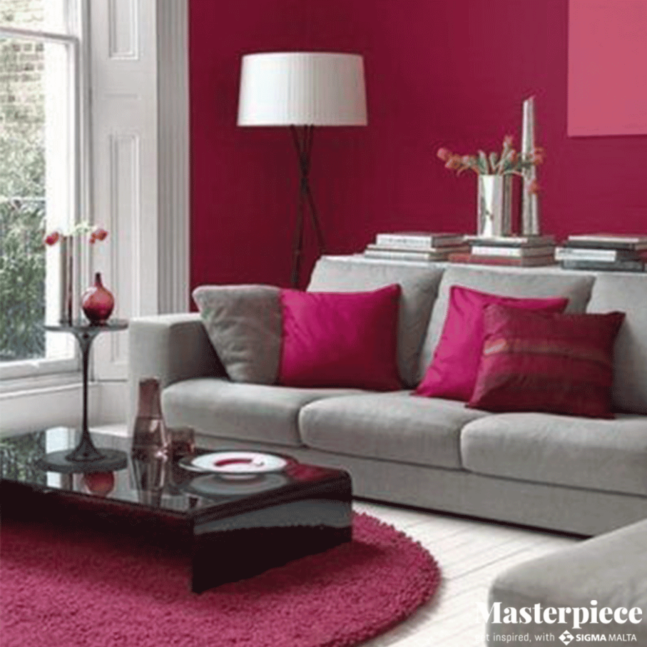 Сочетание цветов серый и бордовый в интерьере