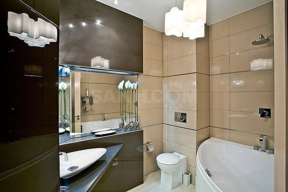 Ванная комната 4 кв.м с угловой ванной